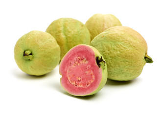 Pink guava isolated on white background