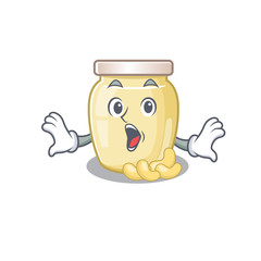 Cashew butter mascot design concept with a surprised gesture