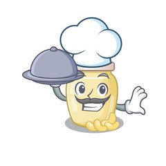 A picture of cashew butter as a Chef serving food on tray