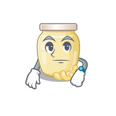 cartoon character design of cashew butter on a waiting gesture