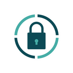 Shield with a padlock. Safe and protect logo on white background. Vector illustration. lock, set, vector, icon, open, closed.icon; lock; set; key;
