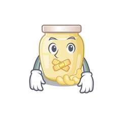 cartoon character design cashew butter making a silent gesture