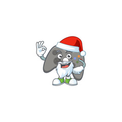 A lovely Santa black joystick mascot picture style with ok finger