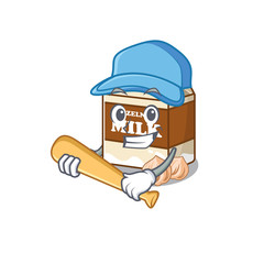 Smiley Funny hazelnut milk a mascot design with baseball