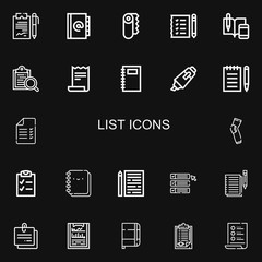 Editable 22 list icons for web and mobile