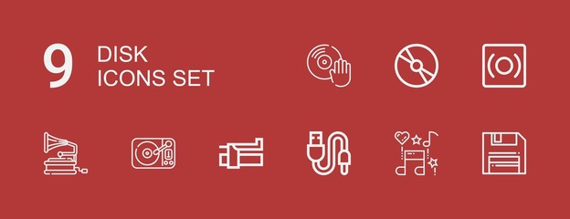 Editable 9 disk icons for web and mobile