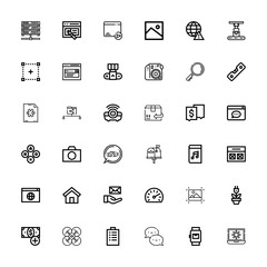 Editable 36 interface icons for web and mobile