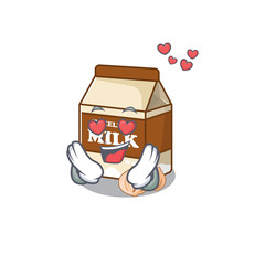 Romantic falling in love hazelnut milk cartoon character concept
