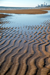 The natural pattern of the beach during low tide Of Jomtien Beach, Pattaya , Thailand.