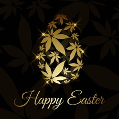 Easter egg with marijuana  leaves vector illustration