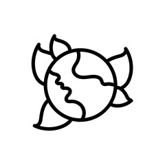 world planet earth with leafs plant line style