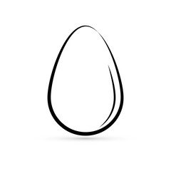 Doodle egg icon isolated on white. Kids hand drawing art line. Outline egg. Stetch food. Coloring vector stock illustration