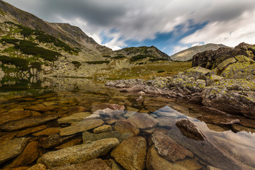 Fototapeta na wymiar Summer mountain landscape in a wild, remote, area in the Transylvanian Alps.