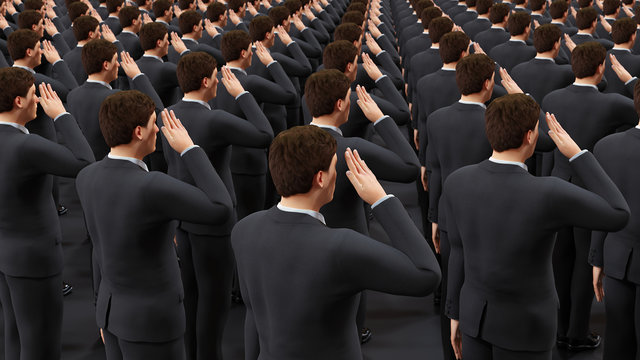 businessman crowd ceremony salute event 3D illustration
