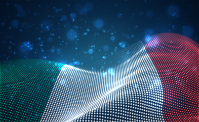 Vector bright glowing country flag of abstract dots. Italy