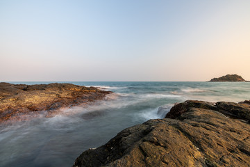 beautiful blue sky tropical paradise coast beach ocean summer sea view at PP Island, Krabi, Phuket, Thailand.