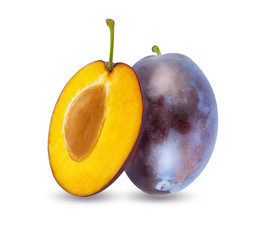 Plum isolated on white background with clipping path