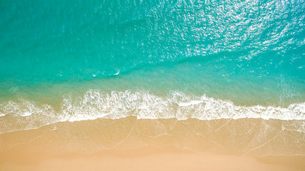 Top view aerial image from drone of an stunning beautiful sea landscape beach with turquoise water...