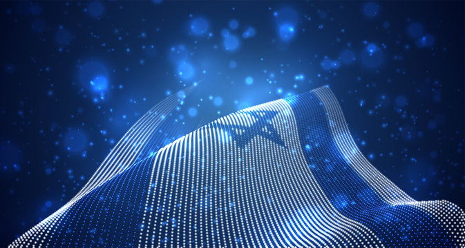 Vector bright glowing country flag of abstract dots. Israel