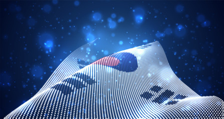 Vector bright glowing country flag of abstract dots. Korea