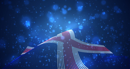 Vector bright glowing country flag of abstract dots. Iceland