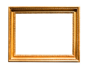 horizontal wide old wooden picture frame isolated