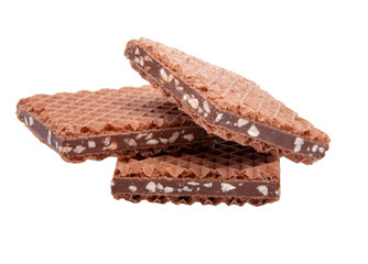 square waffle with chocolate snack isolated on the white