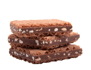 square waffle with chocolate snack isolated on the white