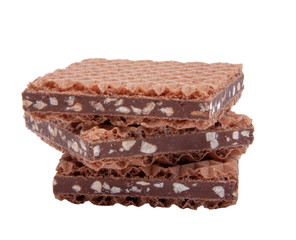 square waffle with chocolate snack isolated on the white