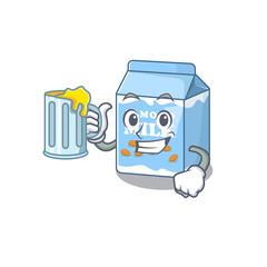 Smiley almond milk mascot design with a big glass