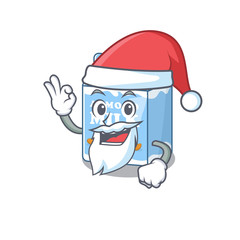 Almond milk in Santa cartoon character style with ok finger