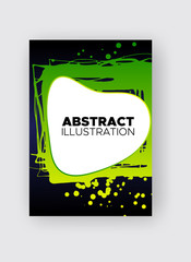 Modern abstract vector banners. Ink style poster shapes of gradient colors on black background.