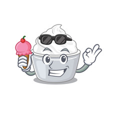 happy face sour cream cartoon design with ice cream