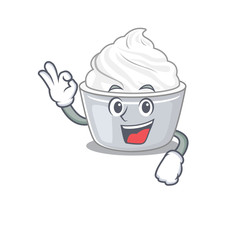 A funny picture of sour cream making an Okay gesture