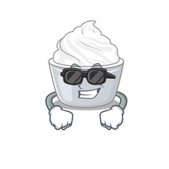 Super cool sour cream character wearing black glasses