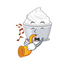 mascot design concept of sour cream playing a trumpet