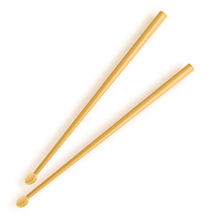 Vector illustration. Crossed wooden drumsticks. Percussion musical instrument. Rock or jazz equipment. Isolated on white background