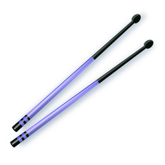 Vector illustration. Crossed wooden drumsticks. Percussion musical instrument. Rock or jazz equipment. Isolated on white background