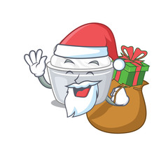 Santa sour cream Cartoon character design having box of gifts