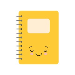 Cute yellow sleeping notebook school kawaii comic character - obrazy, fototapety, plakaty