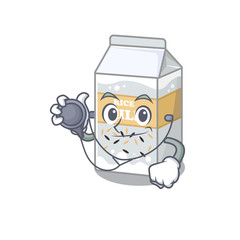 A mascot picture of rice milk cartoon as a Doctor with tools