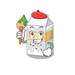 A cute picture of rice milk as an Artist having a brush