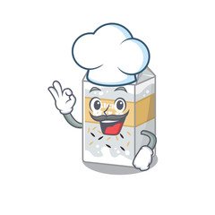 Rice milk cartoon character working as a chef and wearing white hat