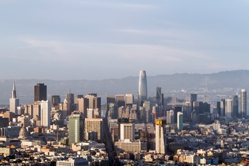 Beautiful aerial view of San Francisco cityscape at daytime, California, USA