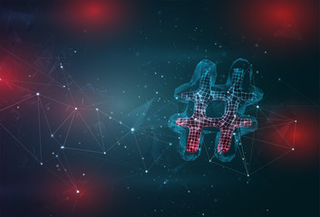 object on abstract gray blue background with red flashes