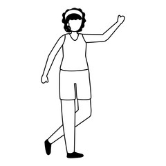 cute young woman with hand up character