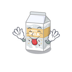 Funny Rice milk mascot design with Tongue out