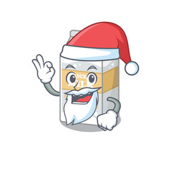 Rice milk in Santa cartoon character style with ok finger