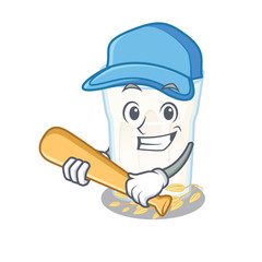 Smiley Funny oats milk a mascot design with baseball