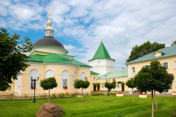 Fototapeta na wymiar On the territory of the Nikolo-Peshnoshsky Monastery in the village of Lugovoi, Dmitrovsky District, Moscow Region. The monastery was founded in 1361.